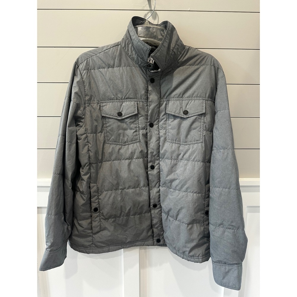 32 Degrees Heat Mens Grey Down Puffer Jacket Large Quilted Zip Front 1053000